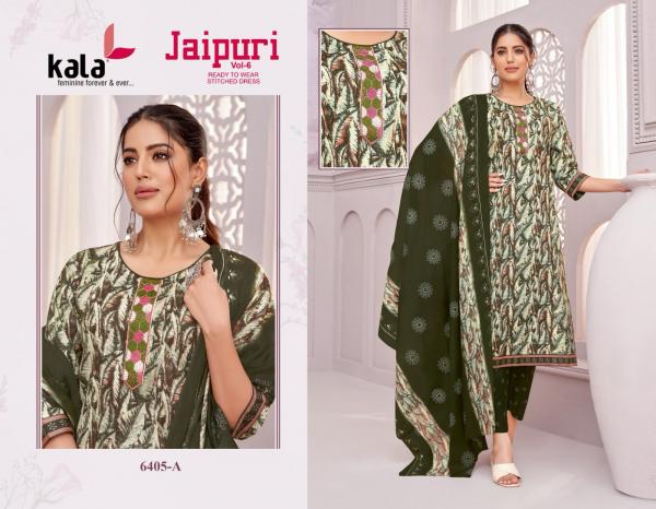 Kala Jaipuri Vol 6 Cotton Printed Kuri Bottom With Dupatta